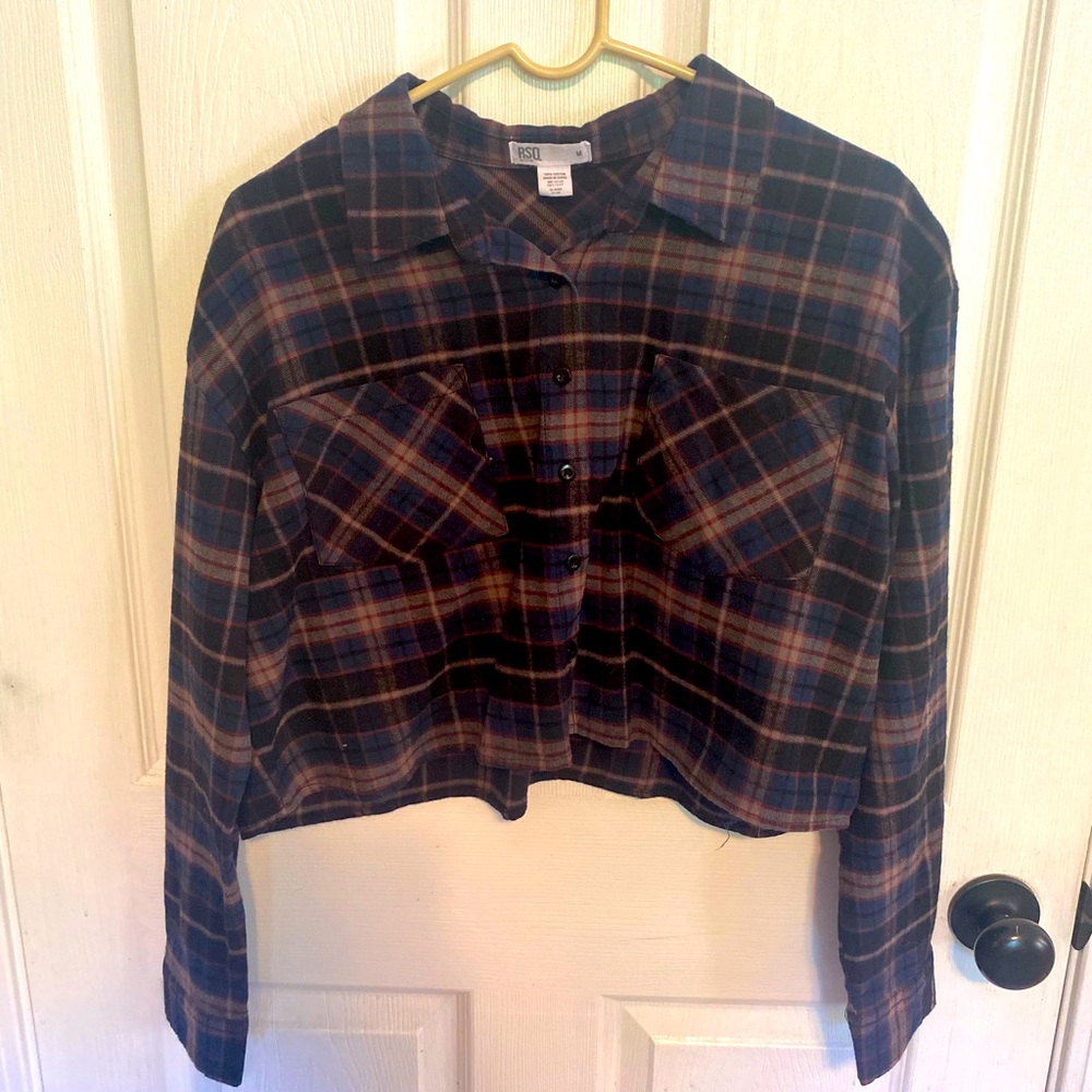 Flannel cropped shirt